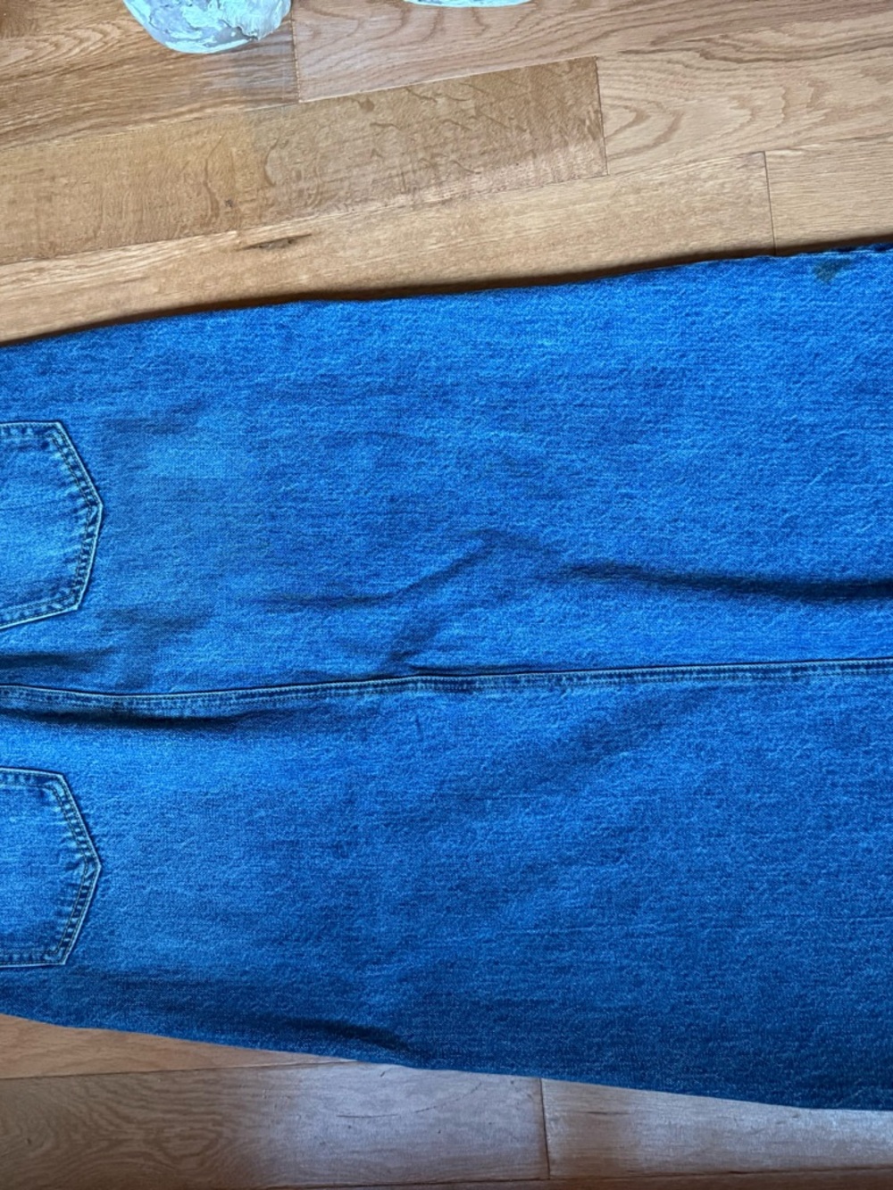 pistola Blue Denim Midi Skirt with Center Front Slit - Picture 5 of 7